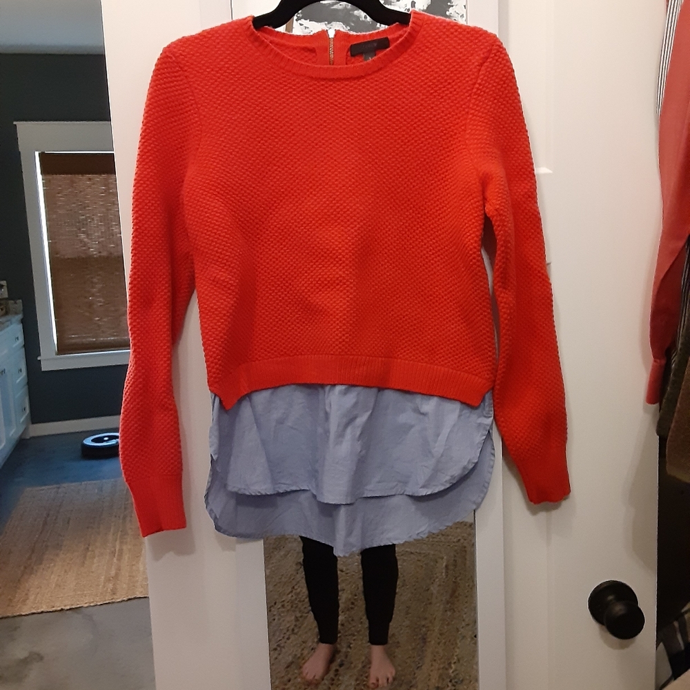 J.Crew red sweater shirt blouse combo
